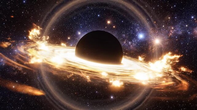 Black hole visualization with swirling accretion disk and cosmic background