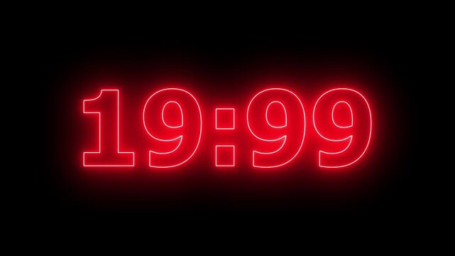 Neon 25 Seconds Timer Countdown Animation with Glowing Futuristic Digital Clock, Cyber HUD Interface, Sci-Fi Technology Background, Modern Time Counter Motion Graphics Loop