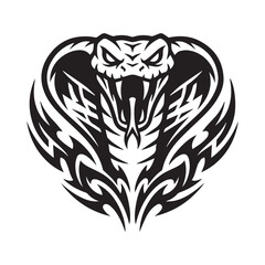 Naklejka premium Aggressive Cobra Snake Tribal Tattoo Style Vector Illustration.