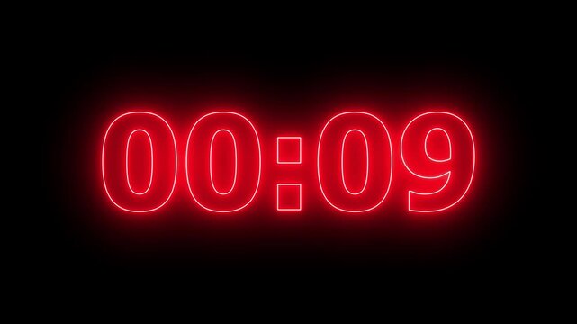 Neon 05 Seconds Timer Countdown Animation with Glowing Futuristic Digital Clock, Cyber HUD Interface, Sci-Fi Technology Background, Modern Time Counter Motion Graphics Loop