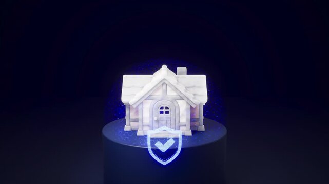 White House Model Protected by Digital Cyber Shield Icon