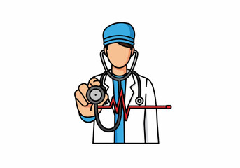 Fototapeta premium Paramedic professional holding a stethoscope with heartbeat pulse
