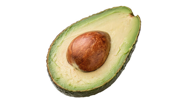 Fresh ripe avocado sliced in half with core isolated on a transparent background superfood asset