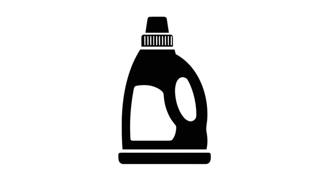 Vector illustration of black silhouette icon of a laundry detergent bottle on a transparent background
