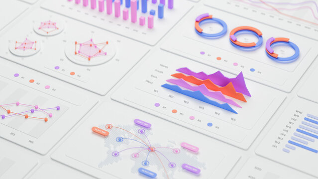 Financial data document graph chart report statistic marketing research development planning management strategy analysis accounting. Financial business technology concept. 3d rendering.
