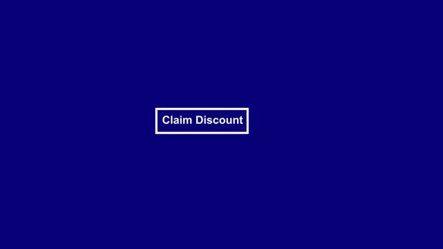 Mouse cursor pointer click on Claim Discount button. Mouse cursor click animation. Call to action button animated with Mouse pointer cursor click press animation.