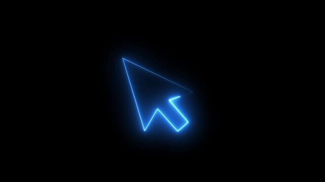 Glowing neon line arrow mouse pointer cursor icon with animated click. mouse pointer cursor clicking with gesture spark icon