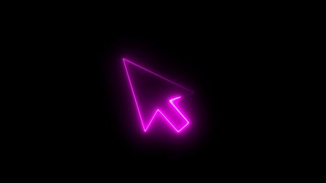 Glowing neon line arrow mouse pointer cursor icon with animated click. mouse pointer cursor clicking with gesture spark icon