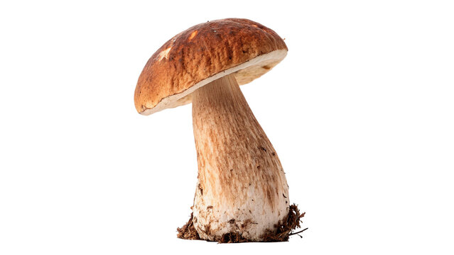 Single wild porcini mushroom boletus edulis isolated on a transparent background forest nature biology asset