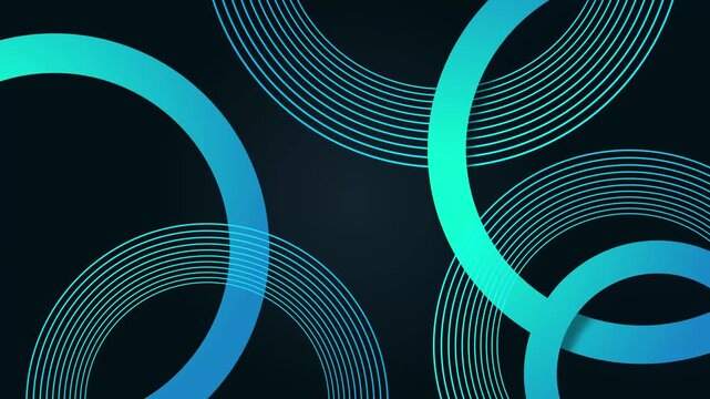 Abstract circular line pattern on background with glowing rings and curved shapes animation