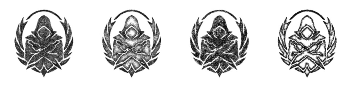 Sketch guild assassin icon design set