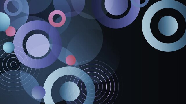 Abstract circle pattern background with overlapping rings and soft glowing shapes animation