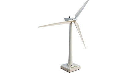 Modern white miniature wind turbine model isolated on a transparent background green ecology energy © David
