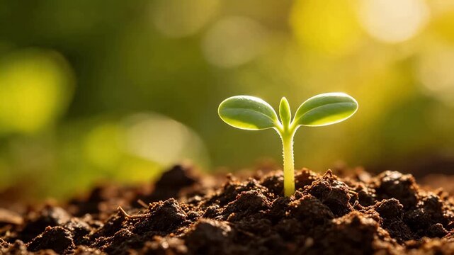 Young plant sprouting from soil