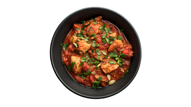 Bowl of traditional hot asian curry dish isolated on a transparent background gourmet food