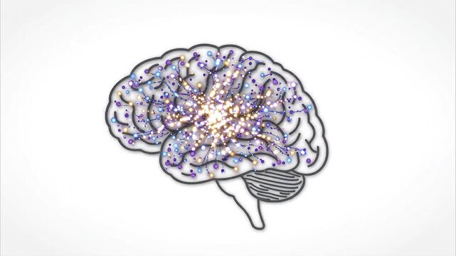 Illustration Of Visual Concept Illustration of a human brain outline.  commercial creative background modern professional stock footage