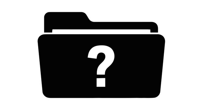 Vector illustration of folder icon with question mark symbol on a transparent background