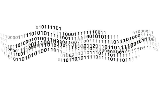 Streaming binary code data wave representing digital flow