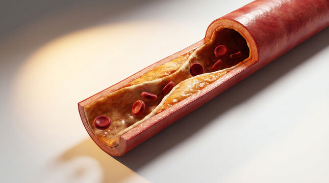 Advanced Coronary Stenosis with Severe Plaque Occlusion 3D Medical Render