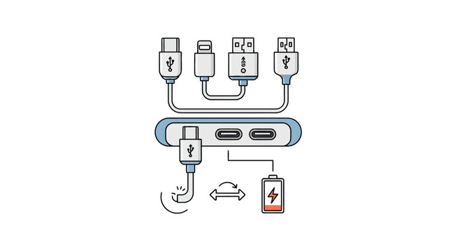 Universal usb charging hub and multi cable connectors