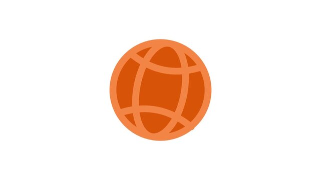 Orange Globe Internet Icon Spinning Animation on White Background Seamless Loop &mdash; Global Network and Web Concept
