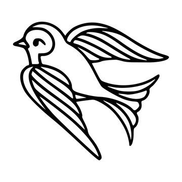 minimalist flying swallow bird bold outline doodle