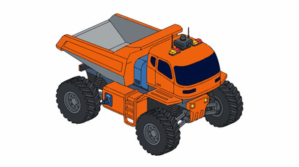 Large Orange Mining Dump Truck Vehicle. © Tomo