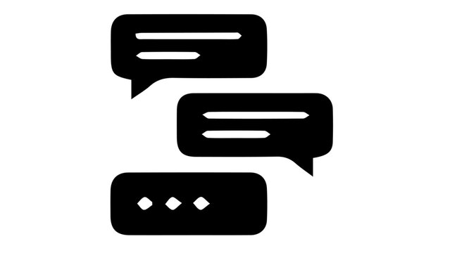 Chat, speech, and comment icons, black vector graphics, conversation symbols, messaging signs
