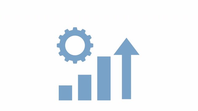 Animated video of the growth arrow bar chart management icon has been approved for business, financial progress, data statistics, upward trend, development, performance, profit, investment