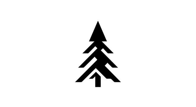 Minimalist black pine tree icon silhouette representing nature and forest symbolism.