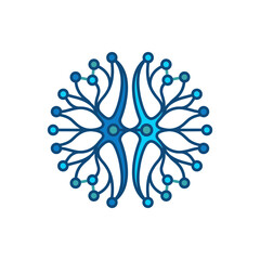 Fototapeta premium Abstract Blue Digital Neural Network Icon Representing Connection and Technology