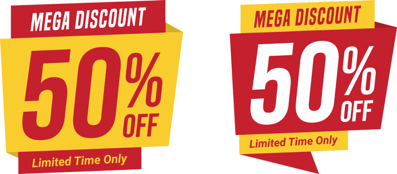 50 percent off mega discount limited time only sale tags
