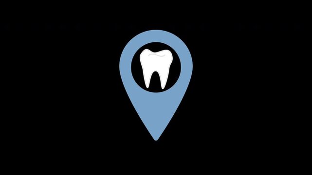 Dentist location icon, Dental care location marker with tooth icon