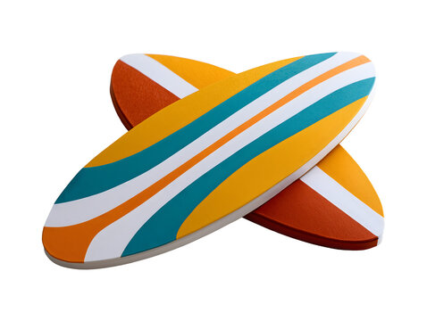 Collection set of striped surfboards isolated on transparent or white background, png