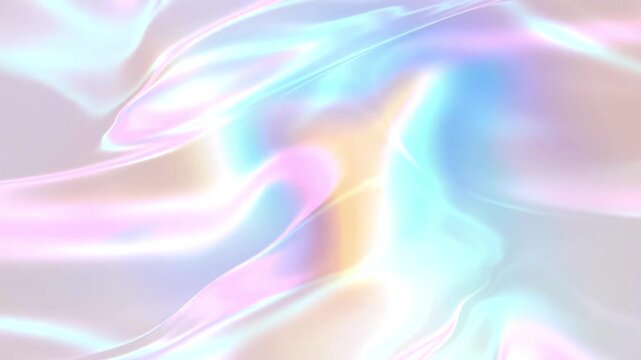 Iridescent holographic fluid motion background loop with liquid satin reflection