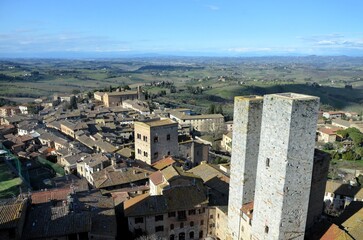 Obraz premium Towers and rooftops in the historic village of San Gimignano