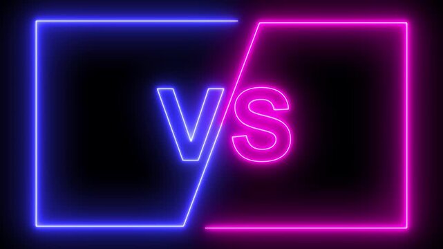 VS versus bars neon glowing animated. Versus vs bars icon. vs game match team challenge sign symbol. Competition vs match game, battle vs sport.