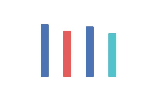 Animated colorful bar chart with fluctuating columns isolated on white background. Financial graph and business data comparison infographic motion graphics.