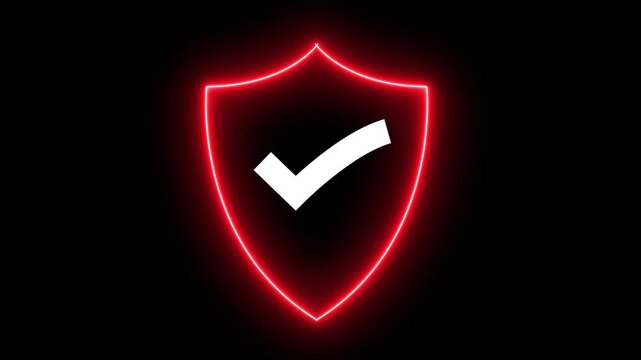 Safe Security Guard Icon Animation. Shield and white check mark icon animation,  shield icon with a check mark inside symbolizing security and approval. technology and safety concept.