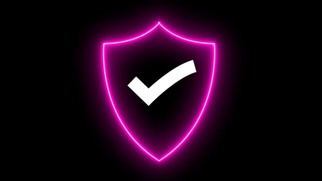 Safe Security Guard Icon Animation. Shield and white check mark icon animation,  shield icon with a check mark inside symbolizing security and approval. technology and safety concept.