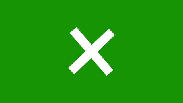 Red cross painted by wide brush,  X cross Mark, wrong Grunge check mark animation video with alpha channel. Red cross mark animation, 4k loop abl with alpha channel. wrong mark animation, red x symbol