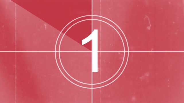 Countdown old film 5 seconds. Countdown movie from 5 to 0 number. 4k footage video animation. 5 seconds realistic vintage old movie countdown intro animation - sepia toned with film shake and dust