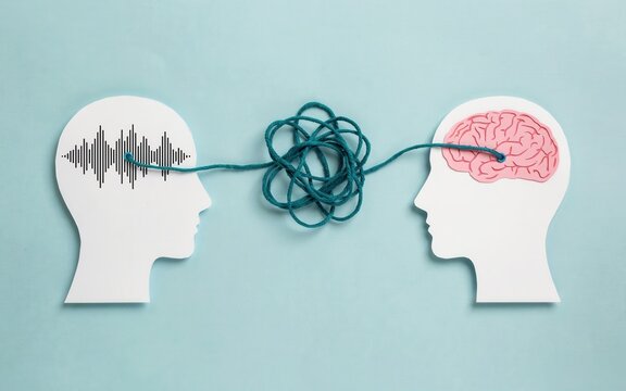 Conceptual illustration of communication breakdown and misunderstanding