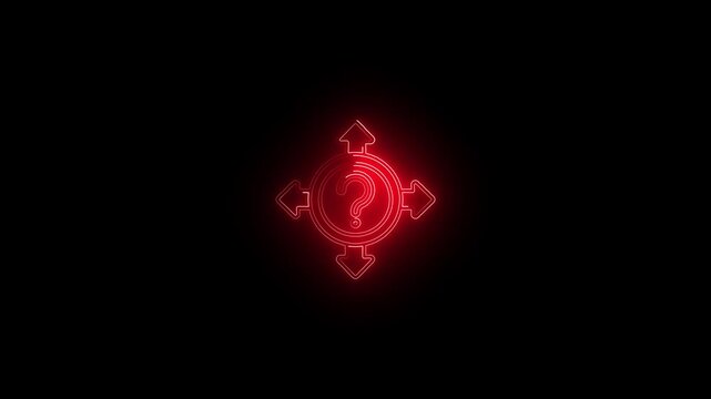 Question mark icon. problem sign. neon question mark icon animation on black background