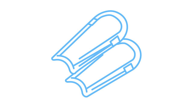 This clean flat vector line icon features a curved shin protector, perfect for soccer equipment menus, instruction sheets, or fitness app screens.