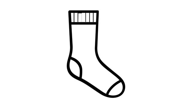 Clean flat vector line icon of a soccer sock with simple stripes, ideal for football kit guides, sports shop menus, or team equipment labels.