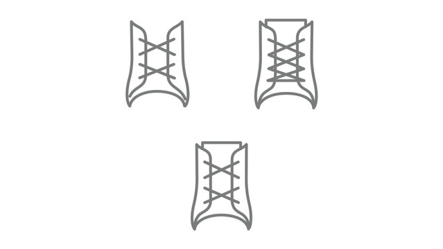 Clean flat vector line icon showing an ankle support brace, useful for soccer recovery apps, sports medicine charts, and wellness interfaces.