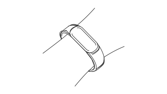 A clean flat vector line icon featuring a curved wristband, useful for ticketing systems, healthcare IDs, fitness apps, and wearable device menus.