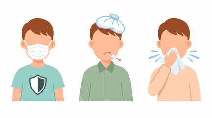 Obraz premium Health and illness concepts: mask, fever, and sneezing symptoms