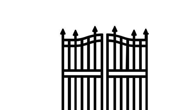 This clean flat vector line icon shows a simple entry gate, useful for facility directories, checkpoint labels, parking access, and wayfinding.